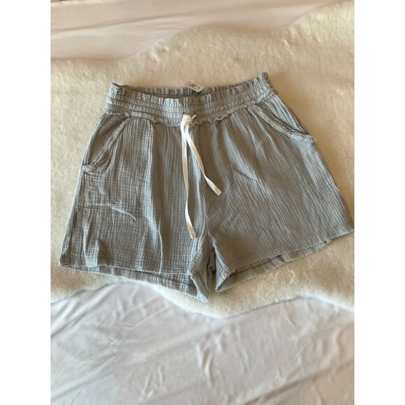 Zenana NEW Double Elastic band Drawstring Short size Large Grey Silver - Picture 3 of 4